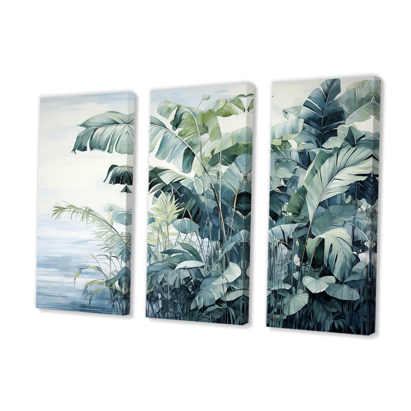 Ensemble d'art mural Downe - Bord de mer tropical, Toile tendue, H 32 po x l 48 po x P 1 po