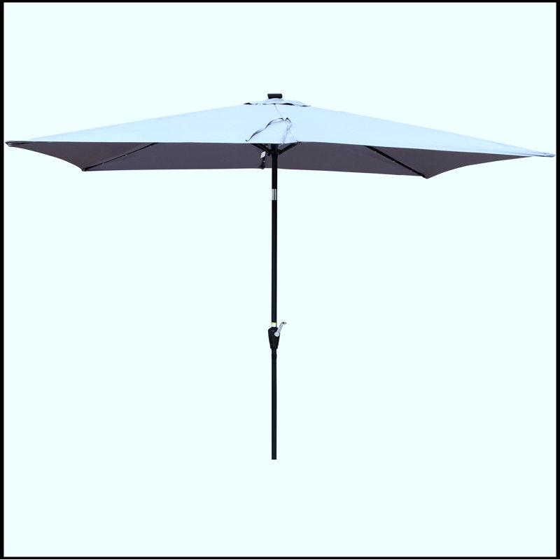 Taibah 120'' x 78'' Rectangular Lighted Market Umbrella, White