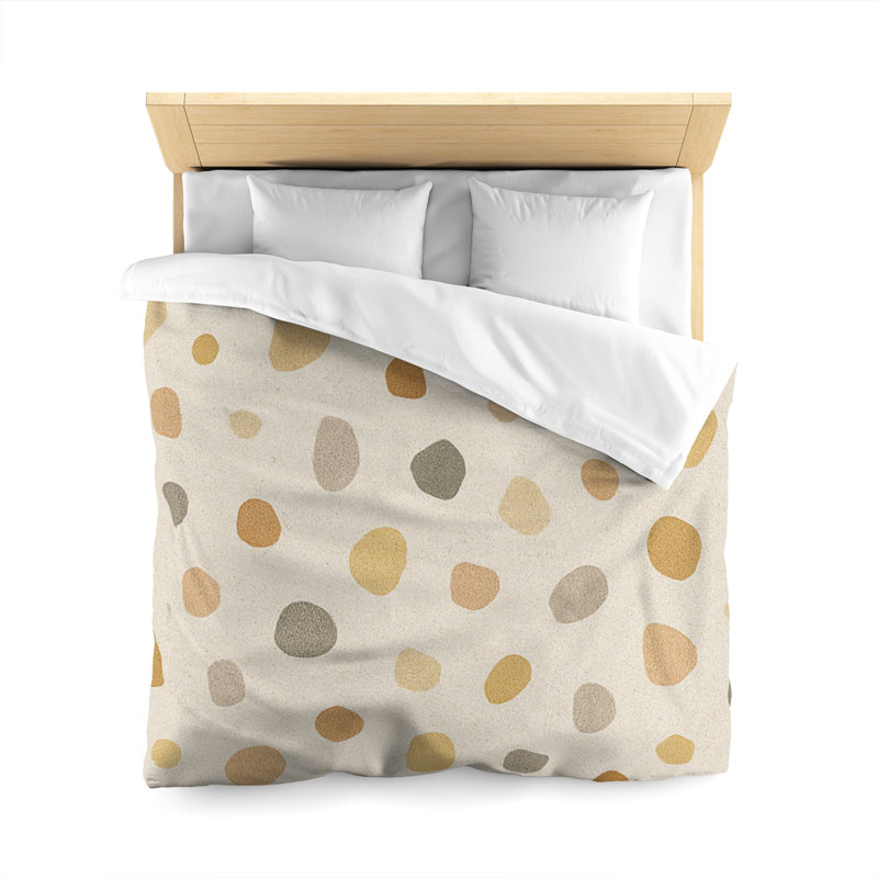 Microfiber Duvet Cover Boho Style, Design 40, Queen Duvet Cover, White