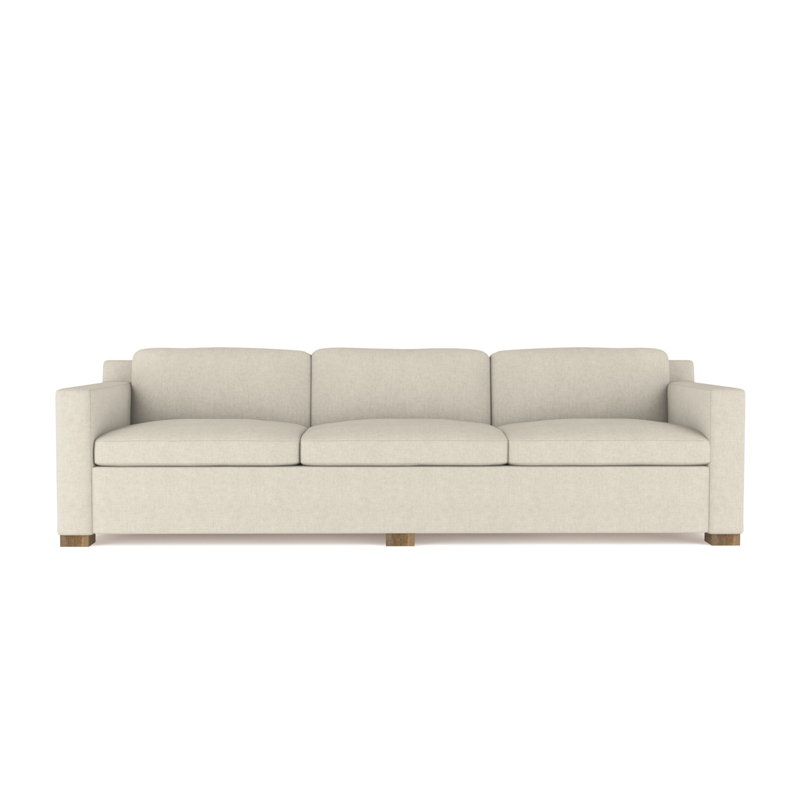 Mercer Track-Arm Extra Long Sofa, Weathered, Box Weave Linen Oyster, 33.5" H x 120" W x 39" D