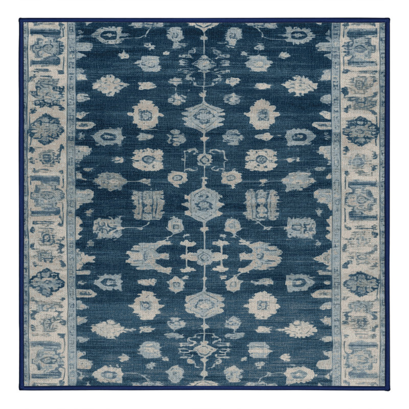 Machine Washable Overdyed Gray Area Rug, Square 7'