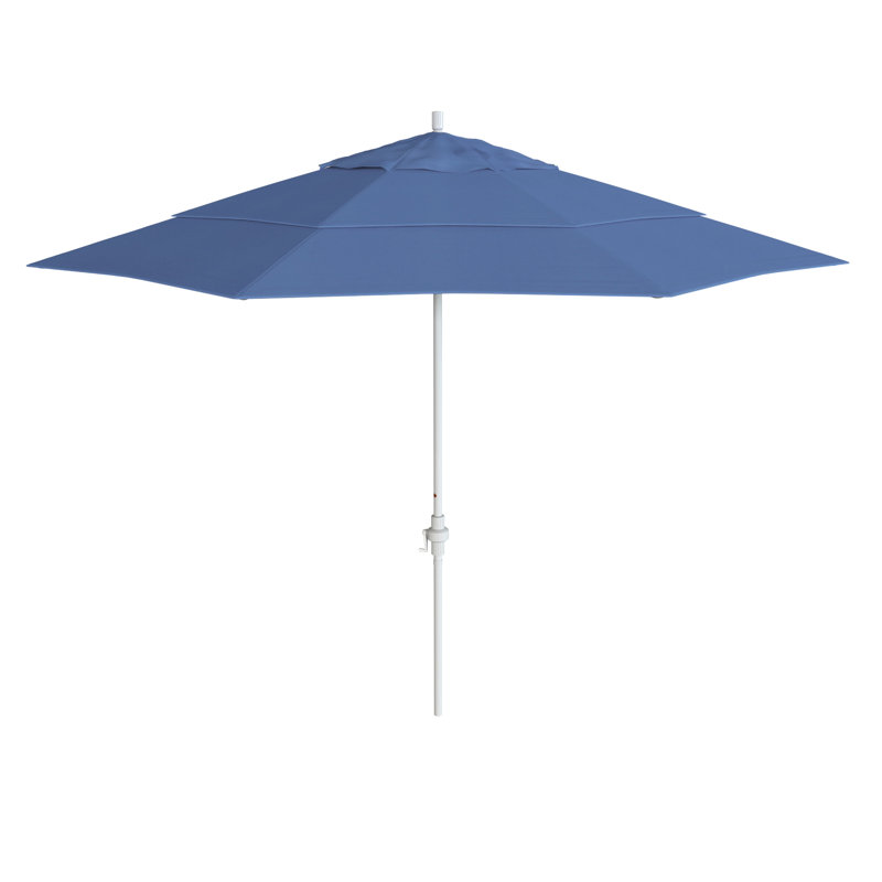 Parasol de marché 132 po Hakizimana, Performance bleu givré, Blanc mat