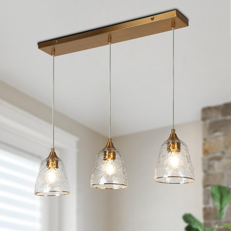 Amedeo 3 - Light 28.5'' W Textured Glass Dining Room Kitchen Island Pendant ETL Certified