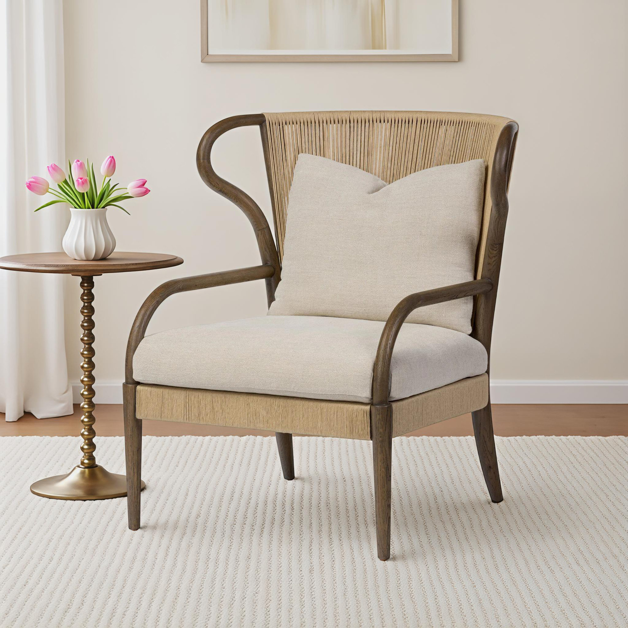 Amira Chair, Cream Solid Color