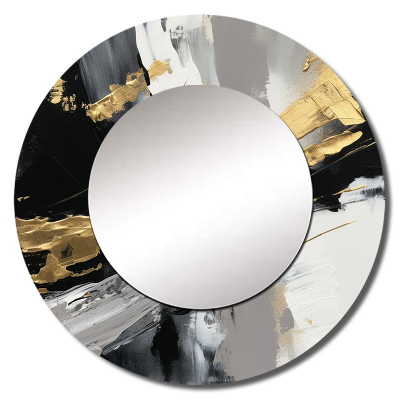 Santtu Mystery Awakening II - grand miroir abstrait, décor de miroir mural rond unique moderne, impression d'art en métal