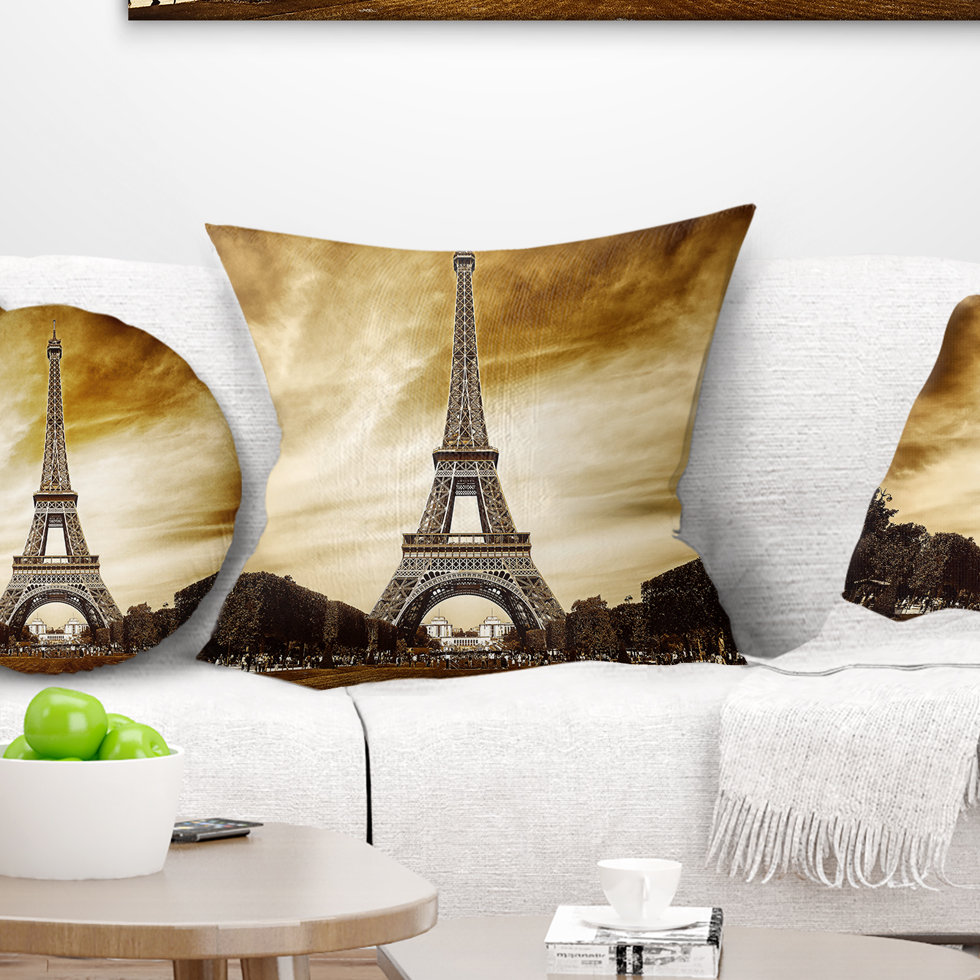 Paris Eiffel Towerin Grey Shade - Cityscape Printed Pillow Design Art