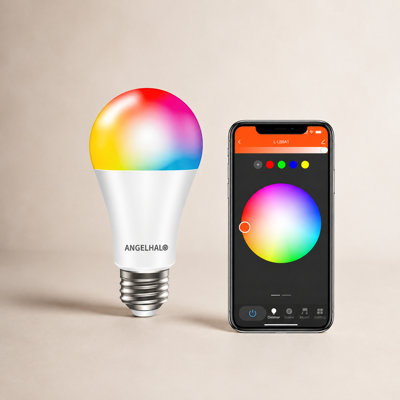 Ampoules intelligentes 9 watts A19 de 9 watts, ampoules à changement de couleur RGBCW, Wi-Fi et Bluetooth, fonctionne avec Alexa et l'assistant Google, paquet de 4