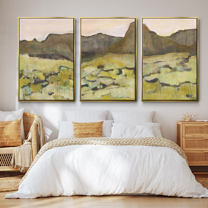 " Desert Road Trip II " 3 Piece Art Set, Encadrement doré, H 36 po x l 72 po