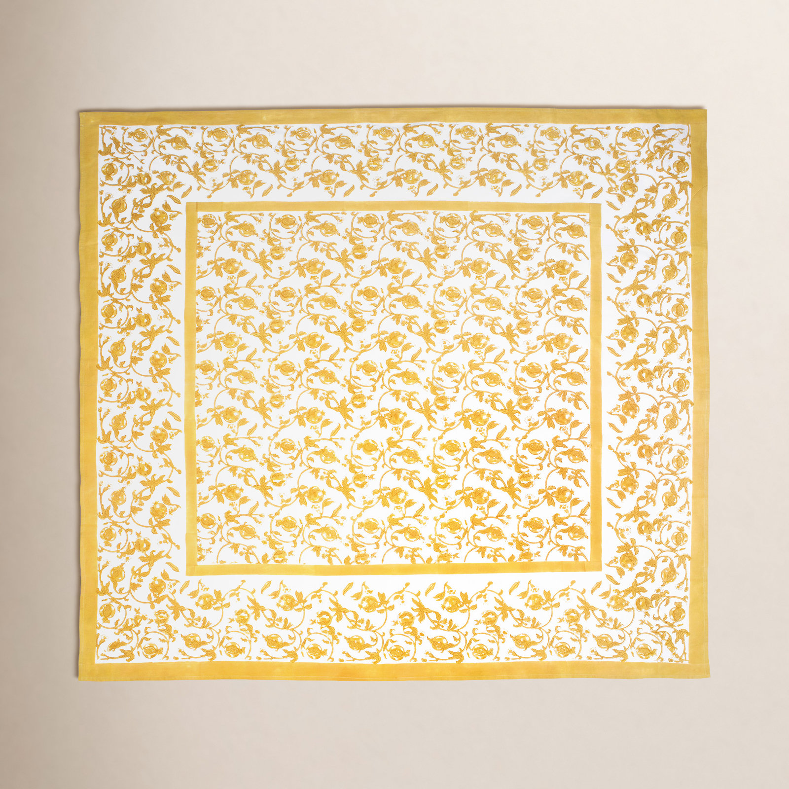 Bryah Floral Tablecloth, 86" L x 59" W, Mustard/White