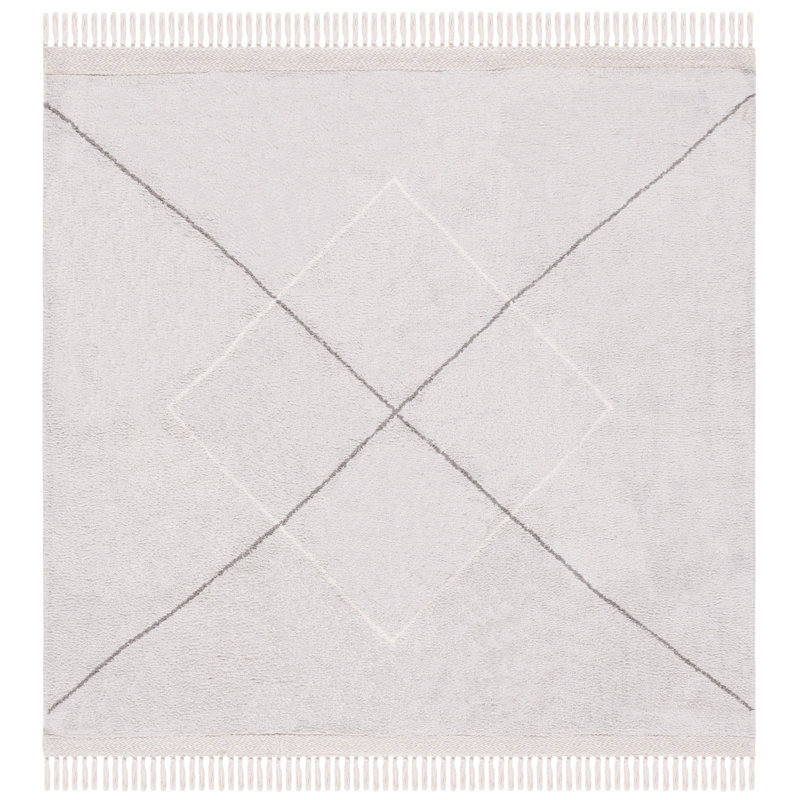 Ariellah Hand Woven Cotton Machine Washable Geometric Rug, Square 6'