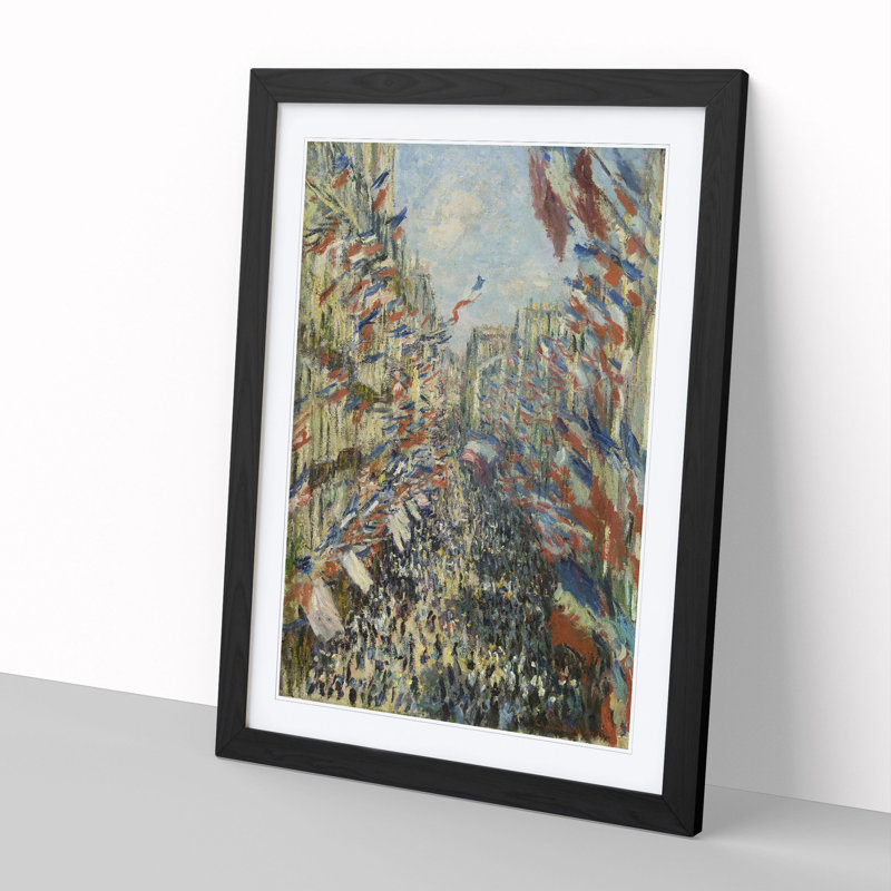 Rue Montorgueil in Paris - Framed Print, 90cm H x 65cm W x 2cm D, Black Framed