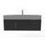 Meuble-lavabo mural simple 48 po avec comptoir à surface solide - base noire, plateau gris, poignées noires-508761506-435453707-435453705