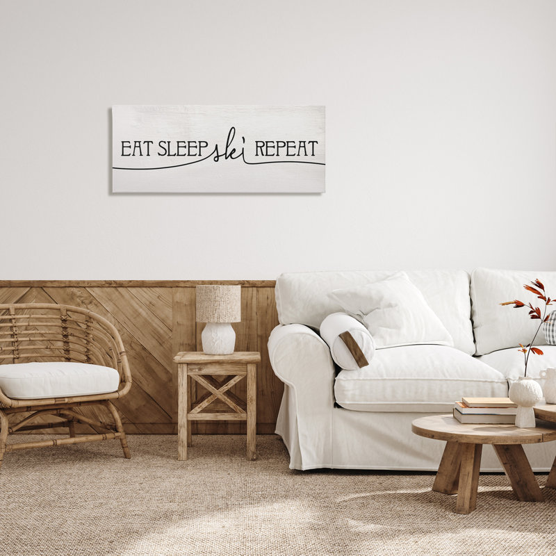 Art mural sur toile tendue Eat Sleep Ski, H 17 po x l 40 po