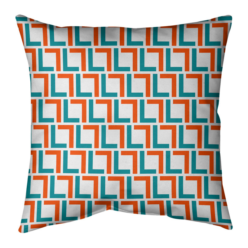 Housse de coussin Miami Football, 26 po x 26 po, Croisé en coton, Blanc / vert / orange