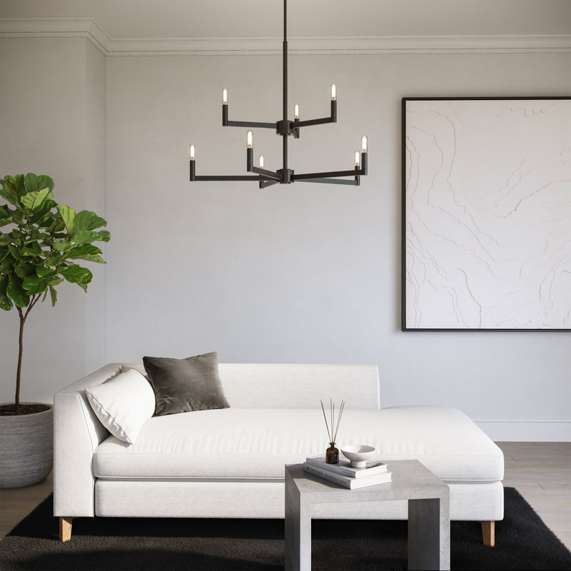 Fullton 9 - Light Chandelier, Satin Brass