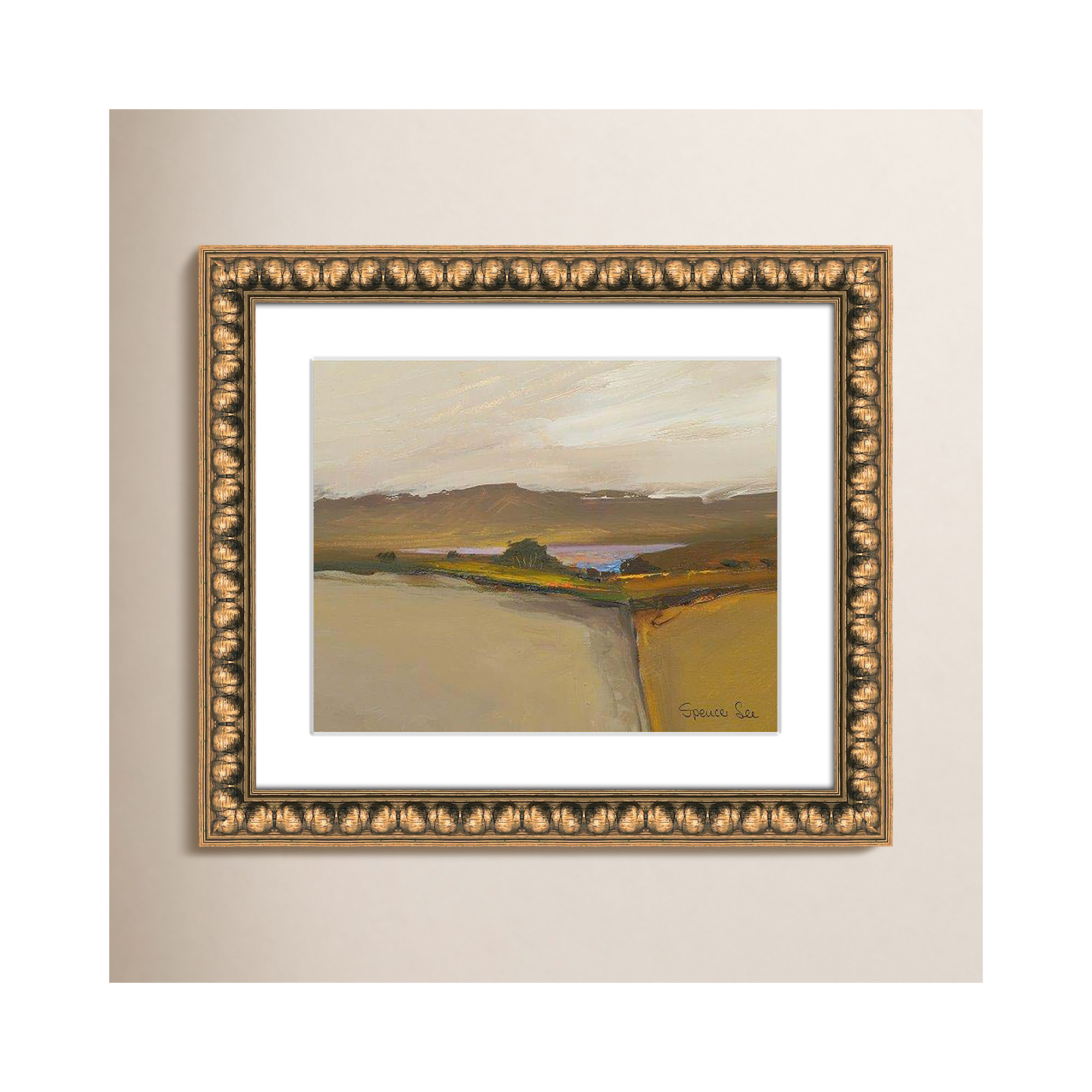 Heaven and Earth IV By Spencer Lee - Framed Art w/ 4 Ply Matboard, 14" H x 16" W x 0.75" D, Gold Framed