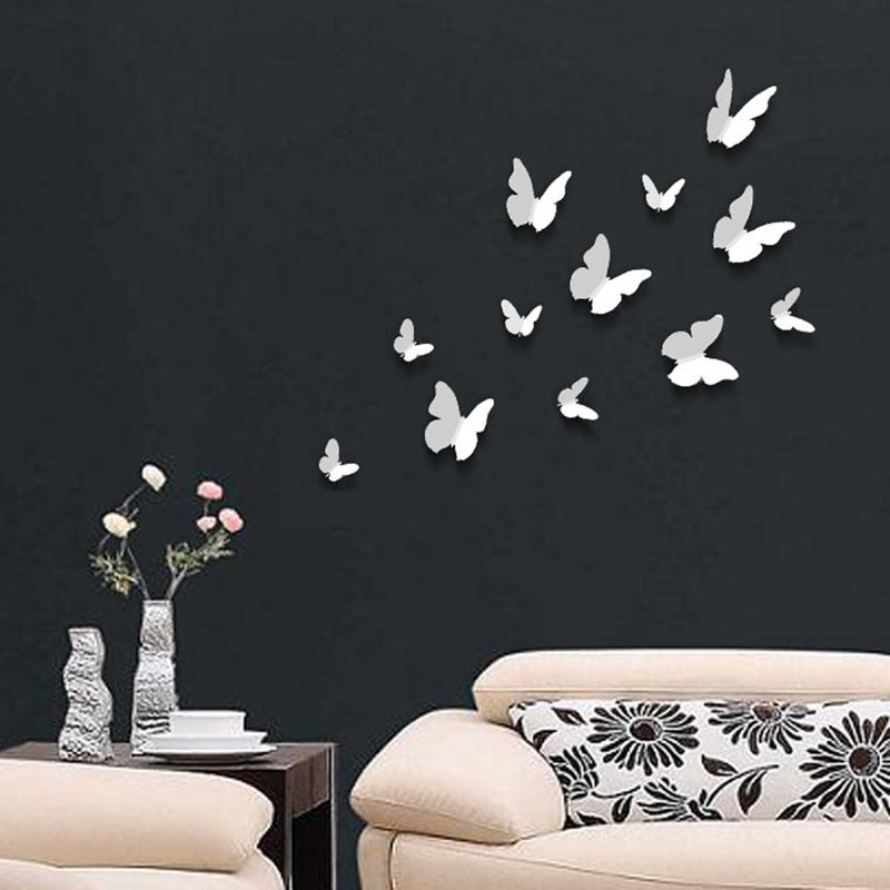 Décalcomanie murale papillon 3d, Blanc