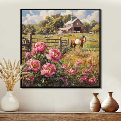 Croce pivoines par l'écurie cheval III - pivoines, art mural