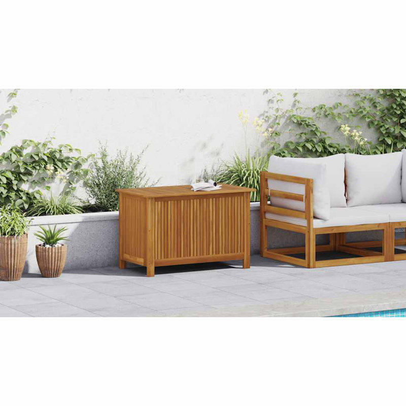 Solid Acacia Wood Outdoor Deck Box with Water-Resistant Bag