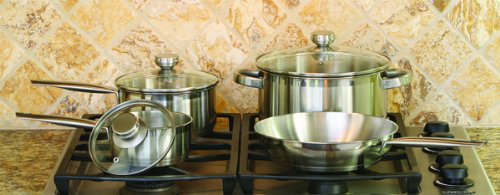 7-Piece Stainless Steel Cookware Set with Glass Lids