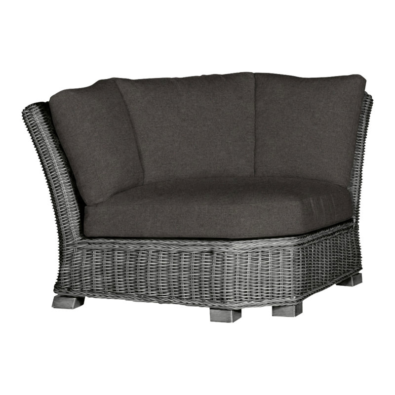 Rustic Woven Sectional Corner, Slate Gray, No Welt, Rollo Cream InsideOut® Linen