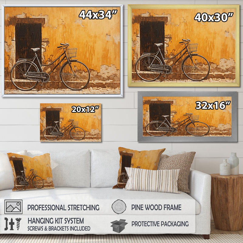 Caramel commute vélo I - art mural de vélo_106994, Toile tendue, H 16 po x l 32 po x P 1 po