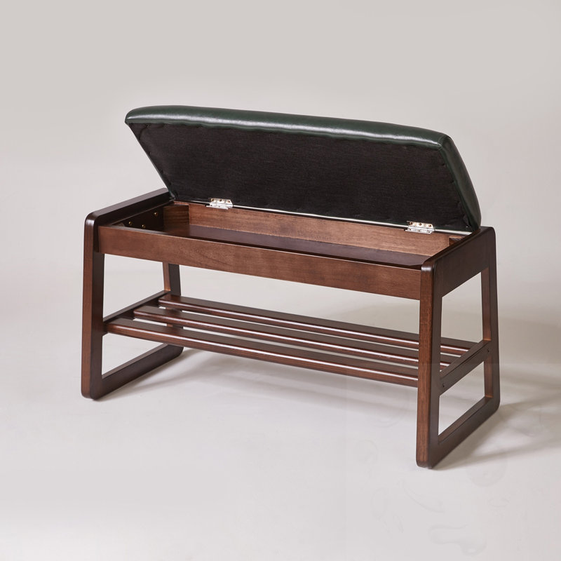 Banc de rangement avec siège rembourré et plateau relevable avec tablettes ouvertes, H 16,93 po x L 31,5 po x P 11,81 po