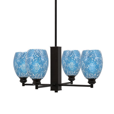 Edge 4 Light Chandelier Shown With 5" Fusion Glass