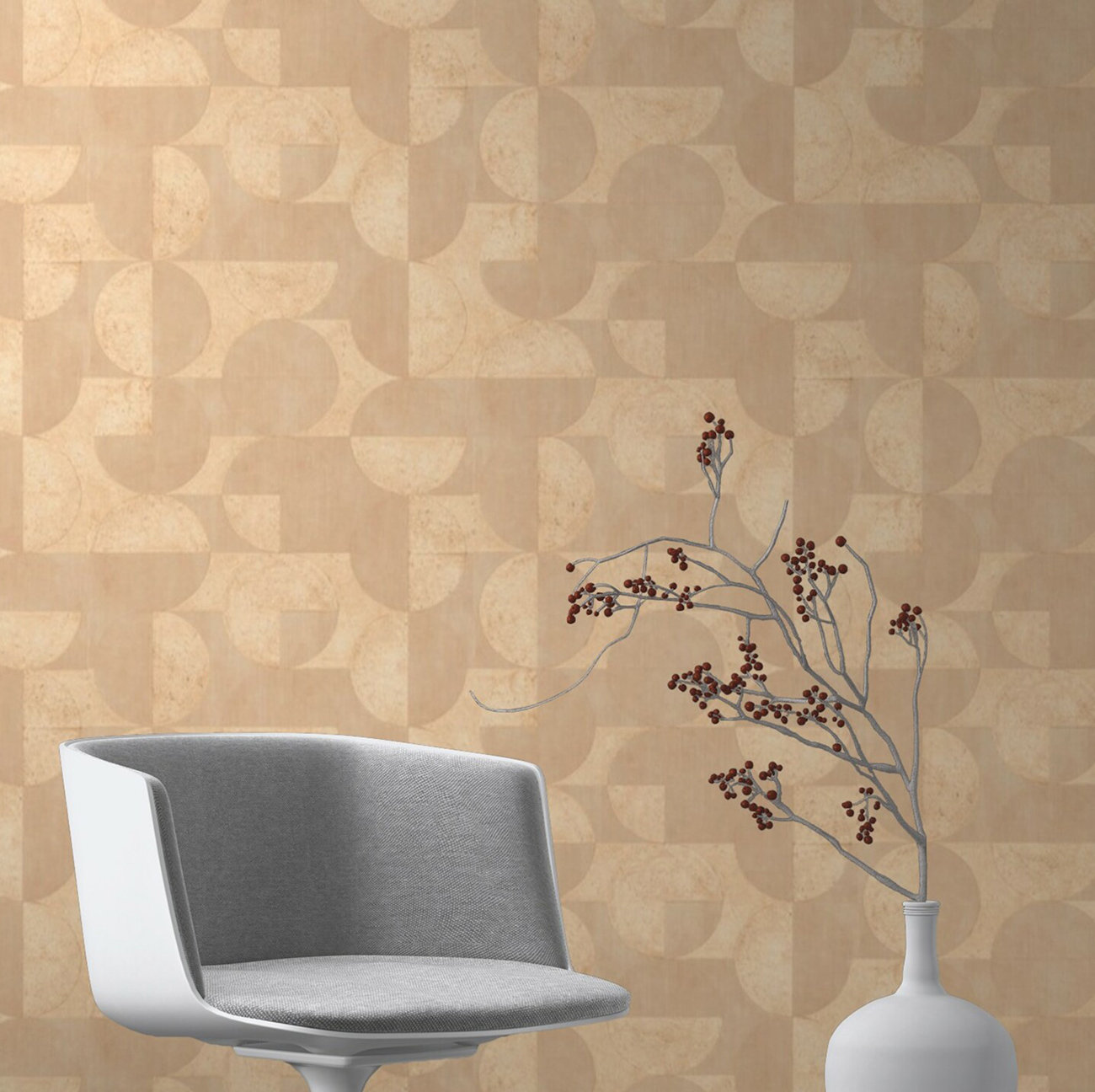 Mid-Century Geometric Wallpaper, Neutral