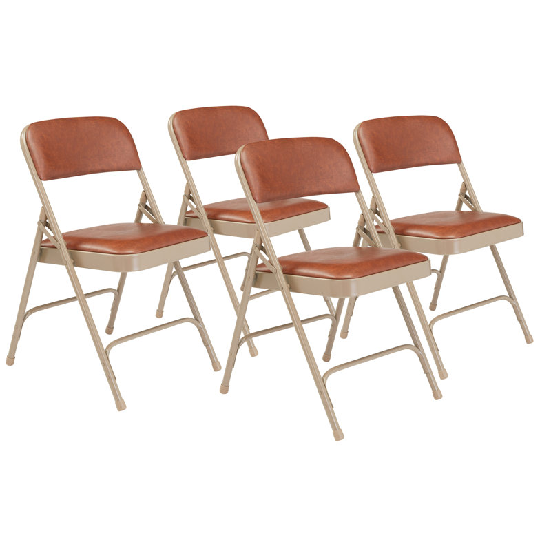 Chaise pliante en vinyle Symple Stuff Humbert, Brun / beige 