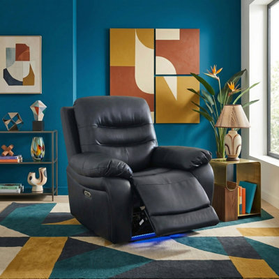 Fauteuil inclinable Sterling en cuir respirant et PVC Sterling avec porte-gobelets et lumières DEL