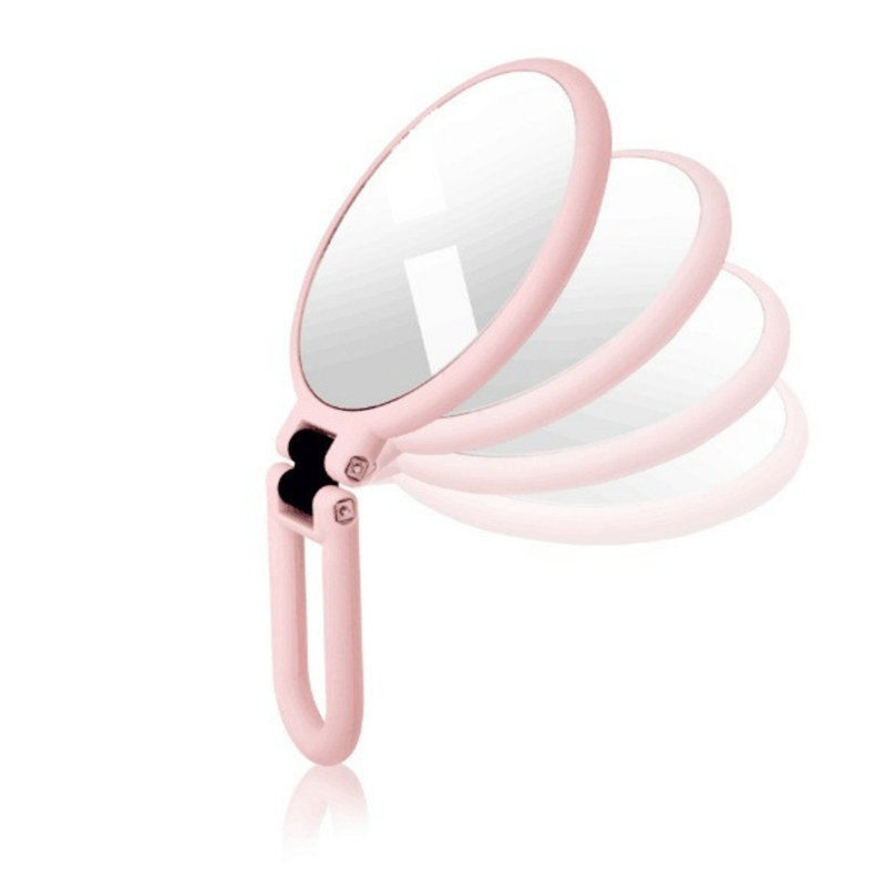 Round Freestanding Mirror with Hooks, Pink