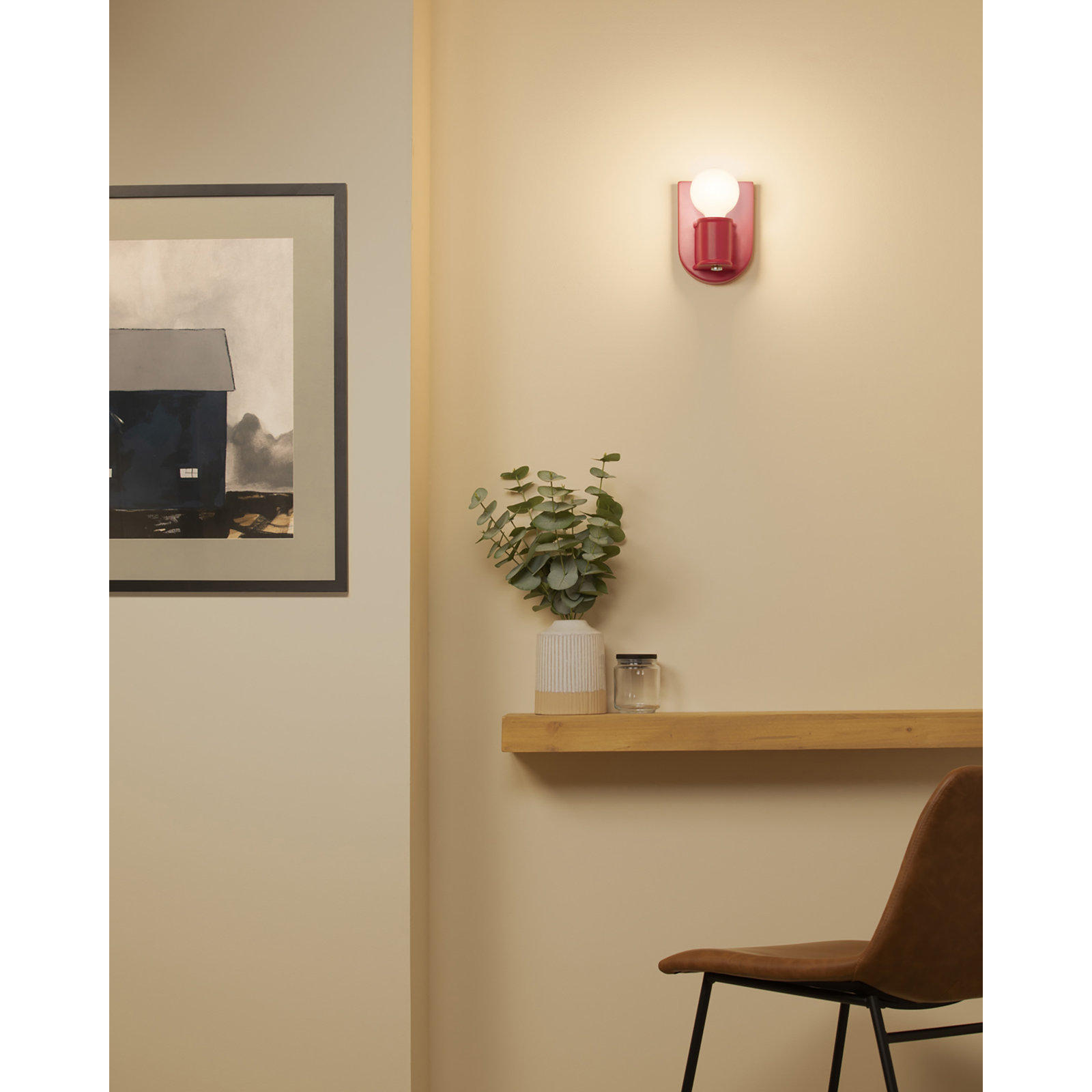 Amboise Single Light Ceramic Dimmable Armed Sconce, Cerise Brass, Brushed Nickel