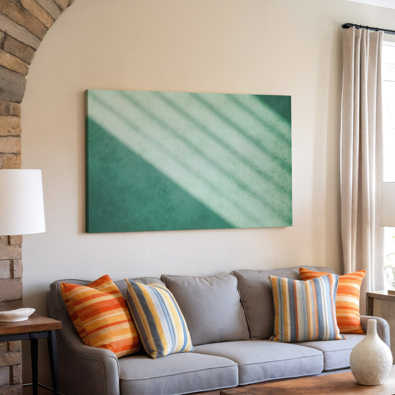 Toile, art mural sur fond vert pastel doux avec une texture subtile qui évoque un sentiment de calme et de tranquillité