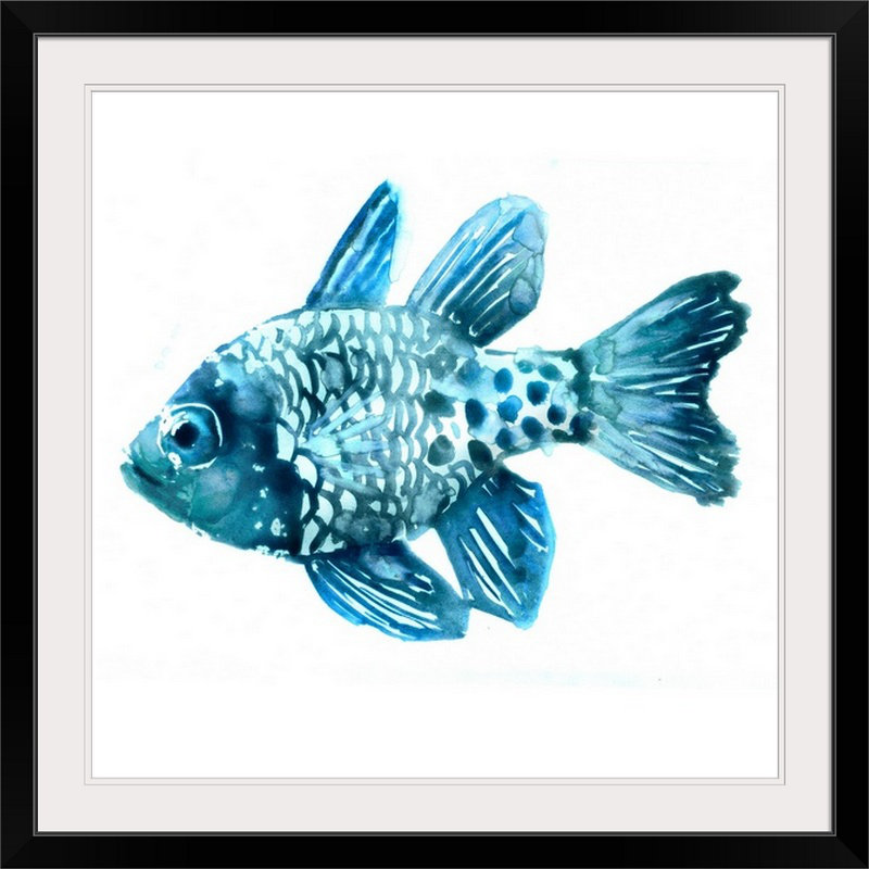 «Matsumoto Fish II» par Edward Selkirk, reproduction d'art, H 38 po x l 38 po x P 1 po, Cadre noir