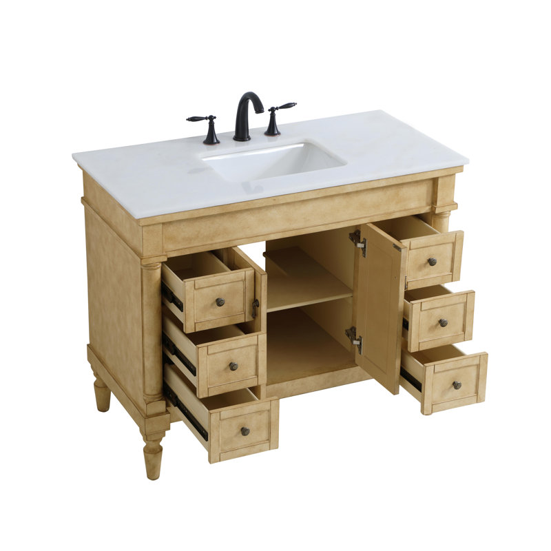 Ensemble de meuble-lavabo simple 42 po Lexington, Noyer, Veines blanches / brunes