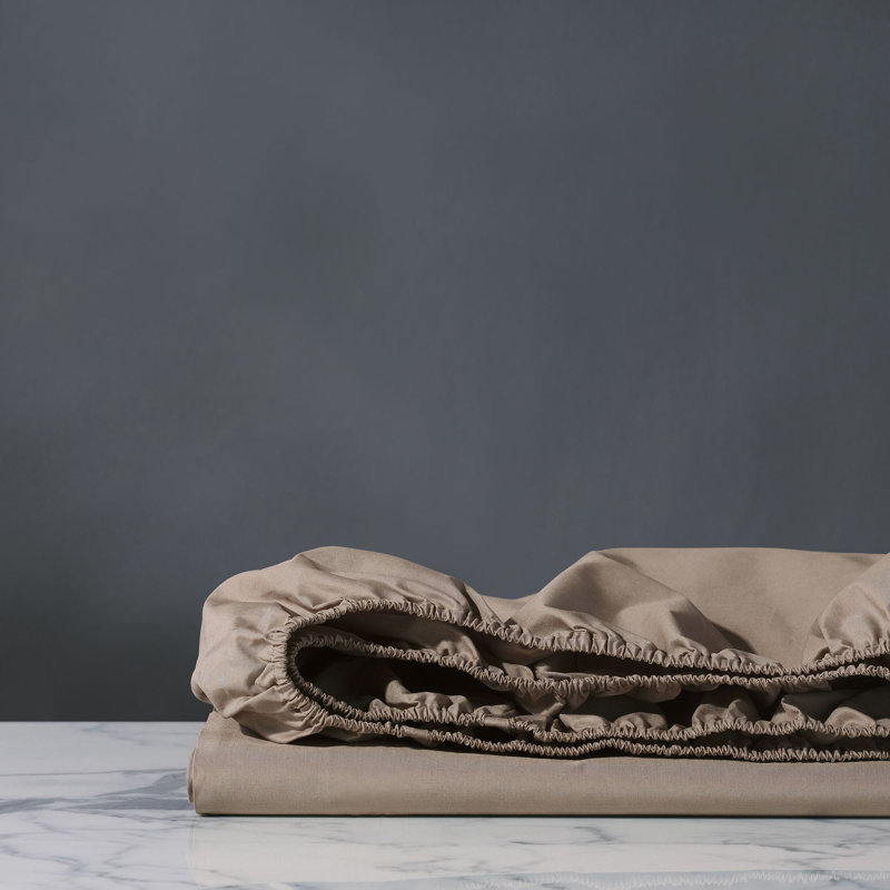 Vail 100% Cotton Percale Fitted Sheet, Fawn, Twin XL Fitted Sheet