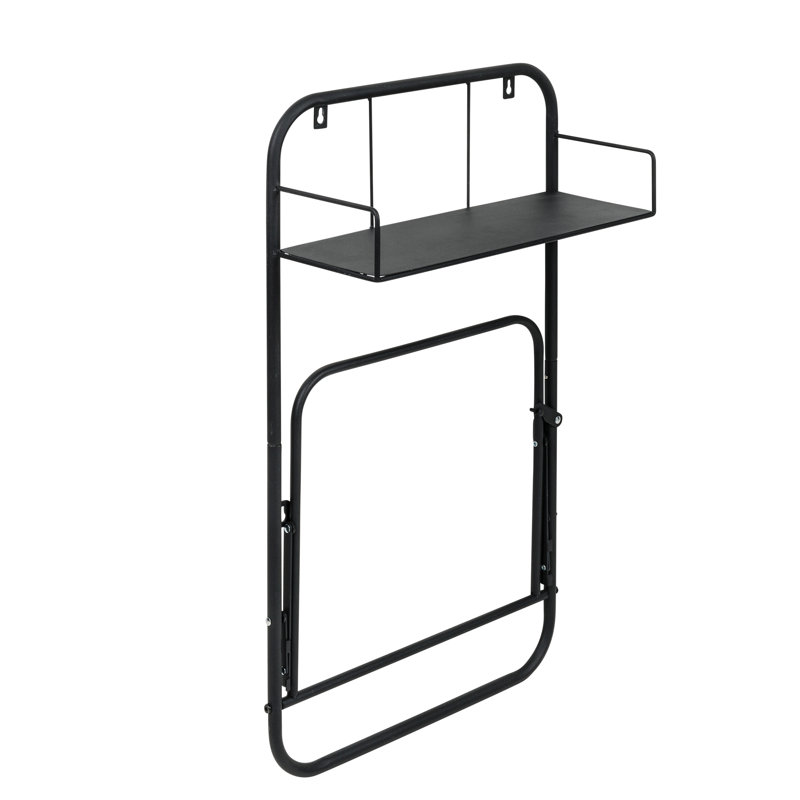 Black Collapsible Wall-Mounted Laundry Hamper with Shelf