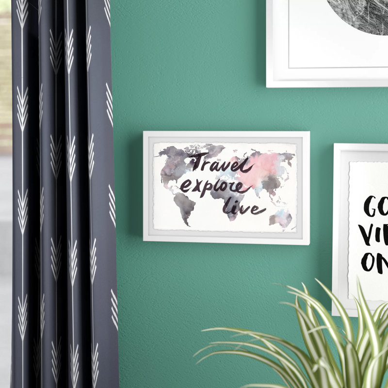 « travel explore live iii », reproduction d’impression encadrée, H 16 po x l 24 po x P 1,5 po