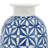 Decorative Ceramic Geometric Table Vase for Home Decor - Patterned Flower Vase for Shelf Styling and Living Room Display, Blue-1419264248
