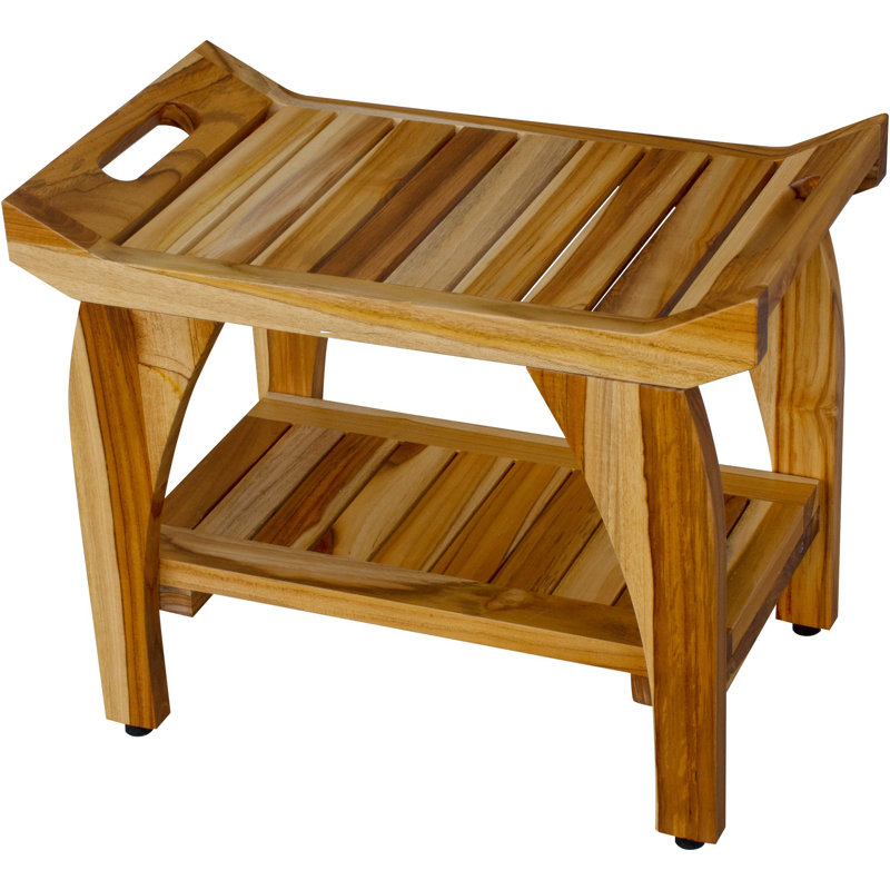 Banc de douche en teck de 14 po Kaufman, Brun naturel, H 20 po x l 24 po x P 14 po