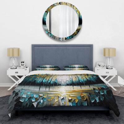 Abstract Nature Trees Painting II - Modern Duvet Cover Set - Microfiber Polyester