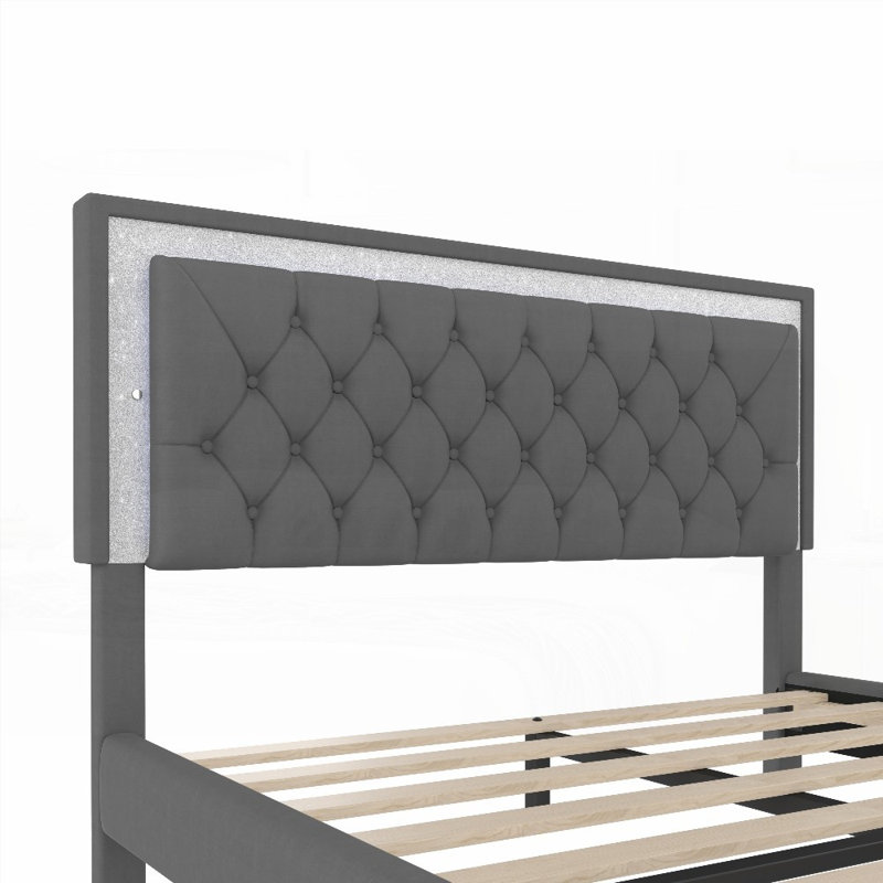 Structure de lit tapissier pour grand lit - aucun sommier requis, support métallique solide
