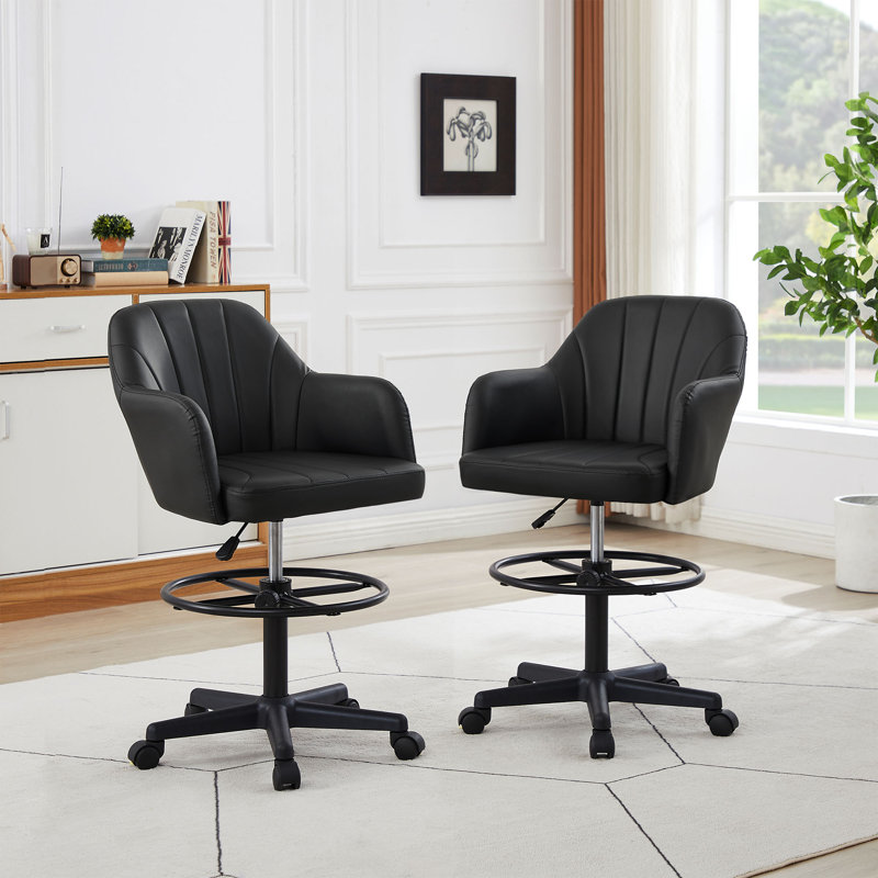 Tabouret pivotant à hauteur réglable Bhavjot, Noir
