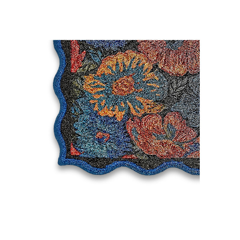 Tapis vert tissé à motif floral lavable Mosso, 2'6" x 4'11"