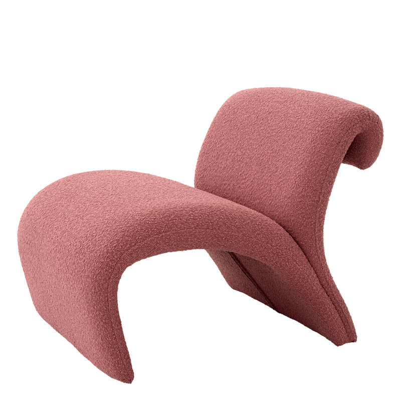 Vignola Armless Chair, Bouclé Rose Polyester Blend