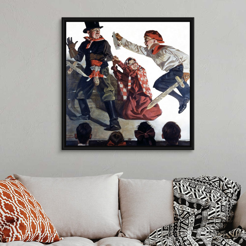 Art mural sur toile School Play, H 38 po x l 38 po x P 1,75 po, Cadre flottant noir