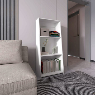 Note 47" Tall Three-Tier Ladder Bookcase White