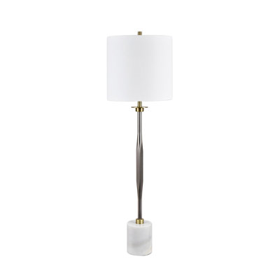 41.75" Metal Table Lamp With White Shade
