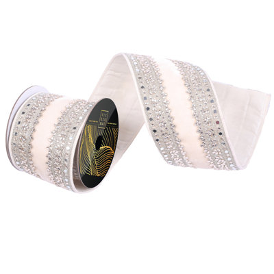 4"x5yd Ivory Velvet Champagne Jewel